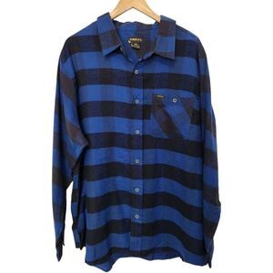 Stanley Workwear flannel button shirt Buffalo blue plaid pocket size XXL New